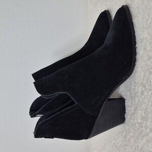 Blondo Wanda Leather Suede Western Bootie Black 8 5 Waterproof